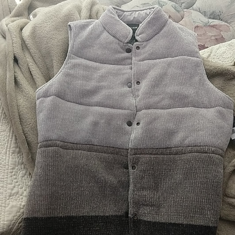Women's chenille striped button up vest nic+zoe